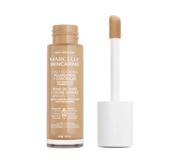 Image 2 du produit Marcelle - Skincaring fond de teint et cache-cernes apaisant 2 en 1 avec acide hyaluronique, 30 ml beige charnois