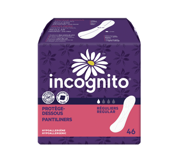 Image du produit Incognito - Protège-dessous anti-odeurs en pochettes individuelles, 46 unités, régulier