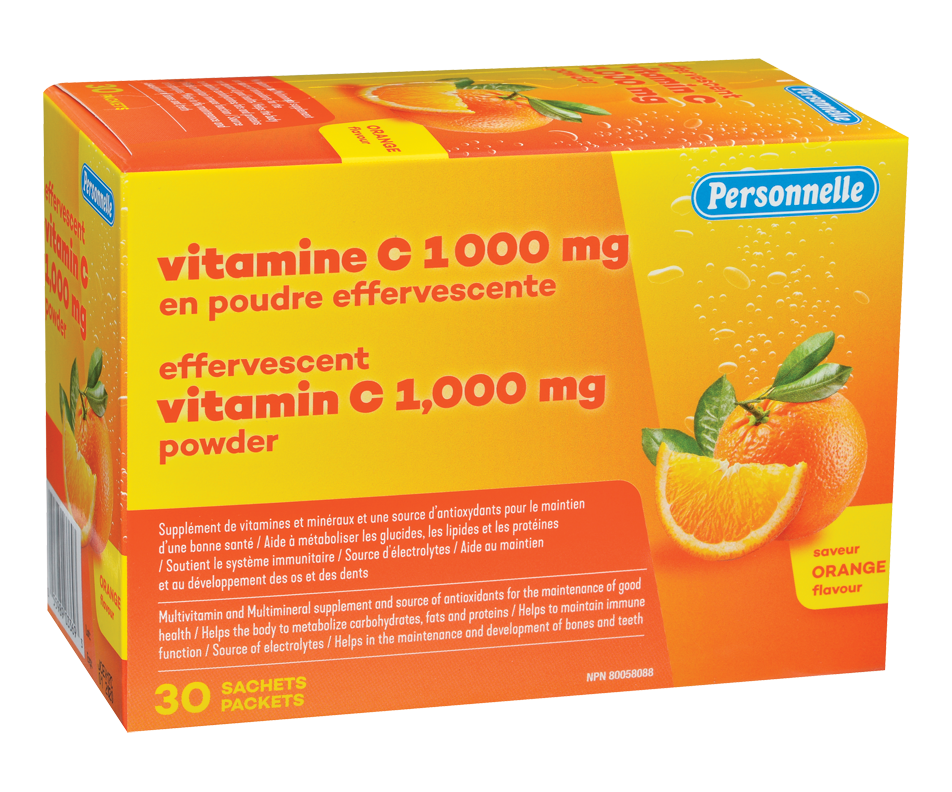 Vitamine C 1000 mg en poudre effervescente, orange, 30 unités