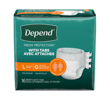 Image du produit Depend - Fresh Protection sous-vêtements d'incontinence unisexes avec attaches absorption maximale, grands, 16 unités