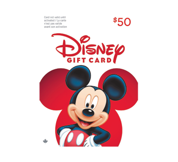 Carte-cadeau Disney de 50$, 1 unité – Incomm : Cartes-cadeaux - autres