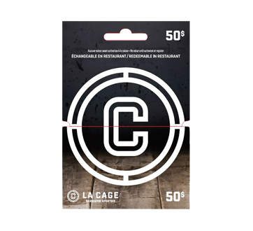 Carte-cadeau La Cage Brasserie Sportive de 50$, 1 unité