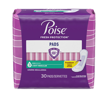 Serviettes pour incontinence, absorption légère, 30 unités, régulier
