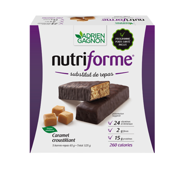 Nutriforme barres de remplacement de repas, 5 x 65 g, caramel croustillant