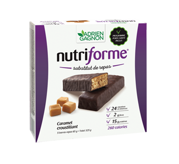 Image 2 du produit Adrien Gagnon - Nutriforme barres de remplacement de repas, 5 x 65 g, caramel croustillant