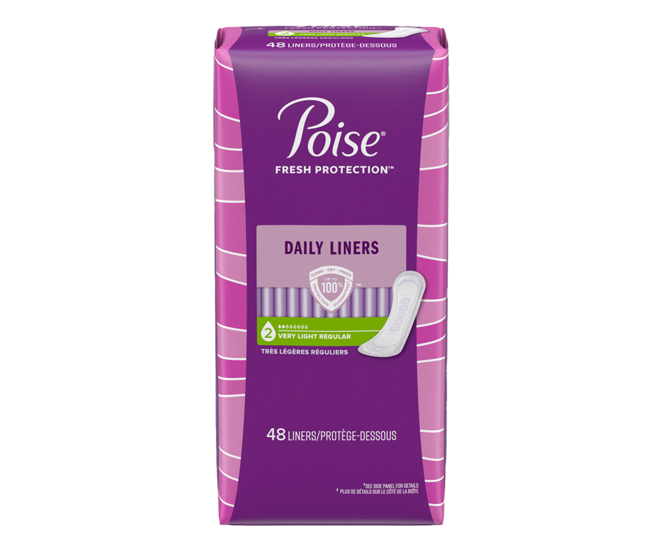Serviettes pour incontinence, absorption très légère, 48 unités, régulier Poise Incontinence