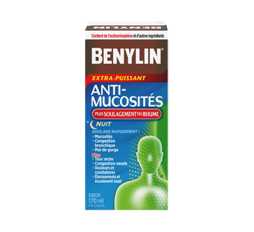 Image 1 du produit Benylin - Benylin Anti-Mucosités Plus Soulagement du Rhume formule nuit sirop extra-puissant, 170 ml