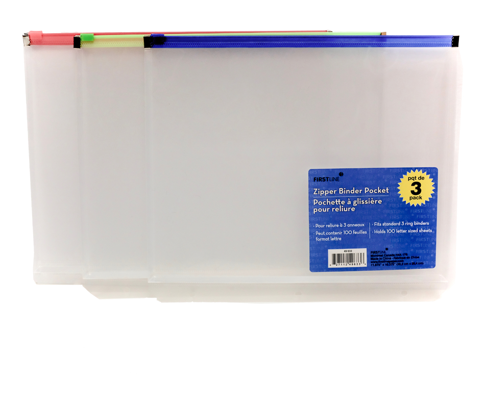 Pochette ?� glissi?�re pour reliure, 3 unit?�s �?? Firstline : Reliures et couvertures | Jean Coutu