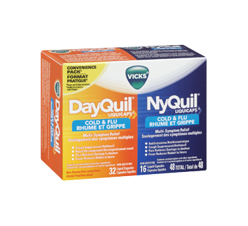 Image 2 du produit Vicks - DayQuil & NyQuil Liquidas Rhume et grippe soulagement des symptômes multiples, 48 unités