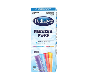 Image 1 du produit Pedialyte - Bâtons glacés solution de réhydratation orale pour combler les pertes d'électrolytes, 16 x 62,5 ml, saveurs variées