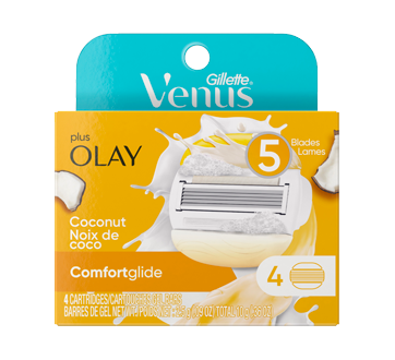 Venus ComfortGlide Plus Olay cartouches de rechange de rasoir pour femmes, 4 unités, noix de coco