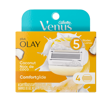 Venus ComfortGlide Plus Olay cartouches de rechange de rasoir pour femmes, 4 unités, noix de coco