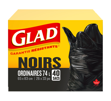 Image 1 du produit Glad - Sacs à ordures noirs, régulier, 40 unités
