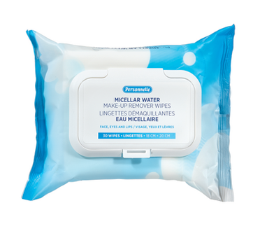 Lingettes démaquillantes eau micellaire visage, yeux et lèvres, 30 unités
