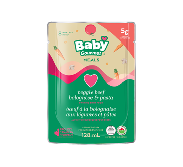 Nourriture biologique pour bébé, 128 ml, étoiles à la sauce bolognaise au b&oelig;uf et aux légumes