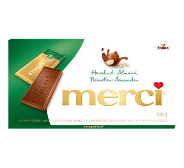 Image 1 du produit Merci - Barres de chocolat au lait, 100 g, Noisettes-Amandes