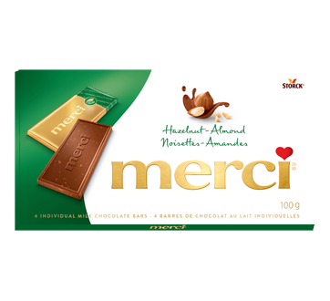 Barres de chocolat au lait, 100 g, Noisettes-Amandes