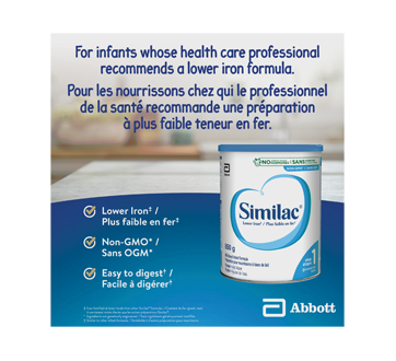 Image 2 du produit Similac - Plus faible en fer préparation pour nourrissons à base de lait, 850 g