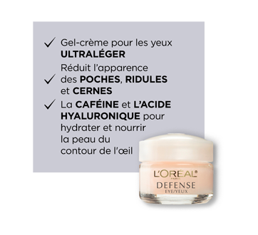 Image 2 du produit L'Oréal Paris - Eye Defense crème pour les yeux avec acide hyaluronique et caféine, 15 ml