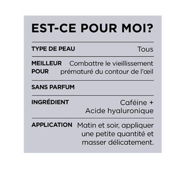 Image 3 du produit L'Oréal Paris - Eye Defense crème pour les yeux avec acide hyaluronique et caféine, 15 ml