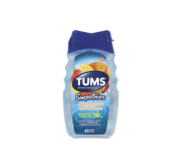 Image du produit Tums - Smoothies Tums extra-fort, antiacide pour soulager les brûlures d’estomac, 60 unités, fruits assortis