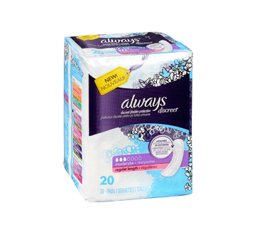Image 2 du produit Always - Discreet serviettes d'incontinence, absorption moyenne, 20 unités, régulières