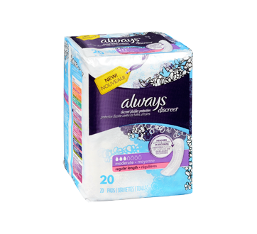 Image 2 du produit Always - Discreet serviettes d'incontinence, absorption moyenne, 20 unités, régulières
