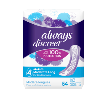 Image 1 du produit Always - Discreet protège-dessous d'incontinence, absorption moyenne, 54 unités, longs