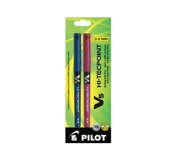 Hi-Tecpoint V5 stylo à bille roulante 0,5 mm, 2 unités, bleu et rouge
