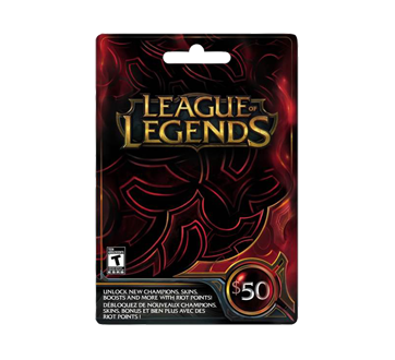 Carte de jeu League of legends de 50 $, 1 unité