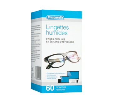 Image 1 du produit Personnelle - Lingettes humides pour lentilles et écrans d'affichage, 60 unités