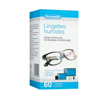 Image 2 du produit Personnelle - Lingettes humides pour lentilles et écrans d'affichage, 60 unités