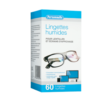 Lingettes humides pour lentilles et écrans d'affichage, 60 unités –  Personnelle : Accessoires pour lunettes