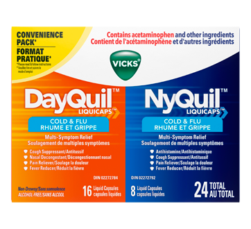Image du produit Vicks - DayQuil capsules + NyQuil capsules rhume et grippe, 24 unités