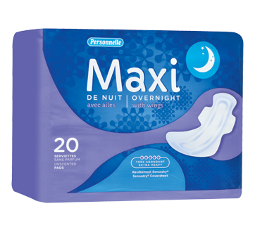 Maxi serviettes de nuit avec ailes, très abondant, sans parfum, 20 unités