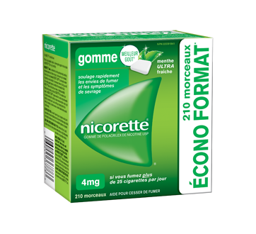 Image du produit Nicorette - Gomme de polacrilex de nicotine USP 4 mg, 210 unités, menthe ultra fraîche
