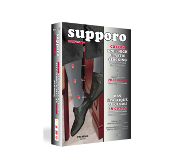 Image du produit Supporo - Bas genoux élastique en coton pour homme et femme 20-30 mmHg, moyen, 1 unité, noir