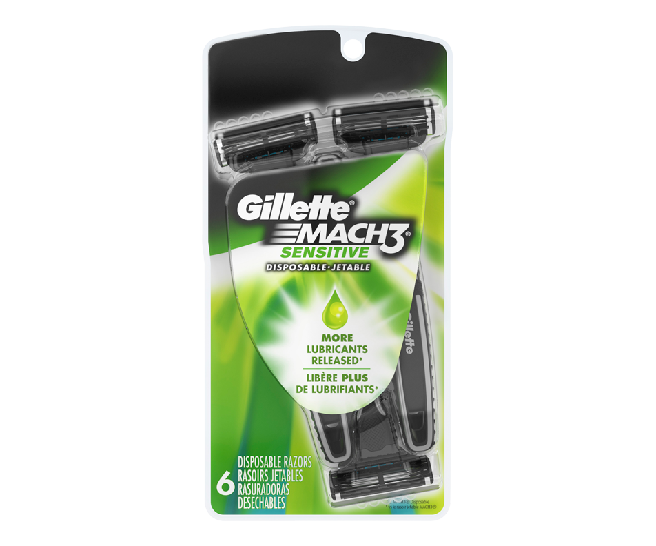 Mach3 Sensible rasoirs jetables pour homme, 6 unités Gillette