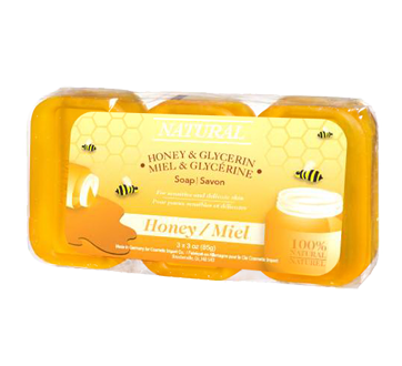 Savon miel glycérine pour peaux sensibles et délicates, 3 unités