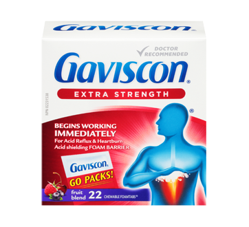 Image 1 du produit Gaviscon - Gaviscon extra-fort croquables, 22 unités, mélange de fruits