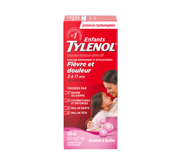 Image 1 du produit Tylenol - Tylenol pour enfants suspension orale d'acétaminophène, 100 ml, gomme à bulles