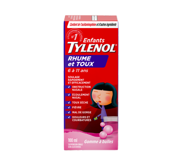 Image du produit Tylenol - Tylenol Rhume et Toux suspension orale pour enfants, 100 ml, gomme à bulles