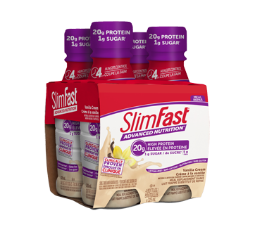 Image du produit SlimFast - Advanced Nutrition lait frappé substitut de repas, 4 x 325 ml, crème à la vanille