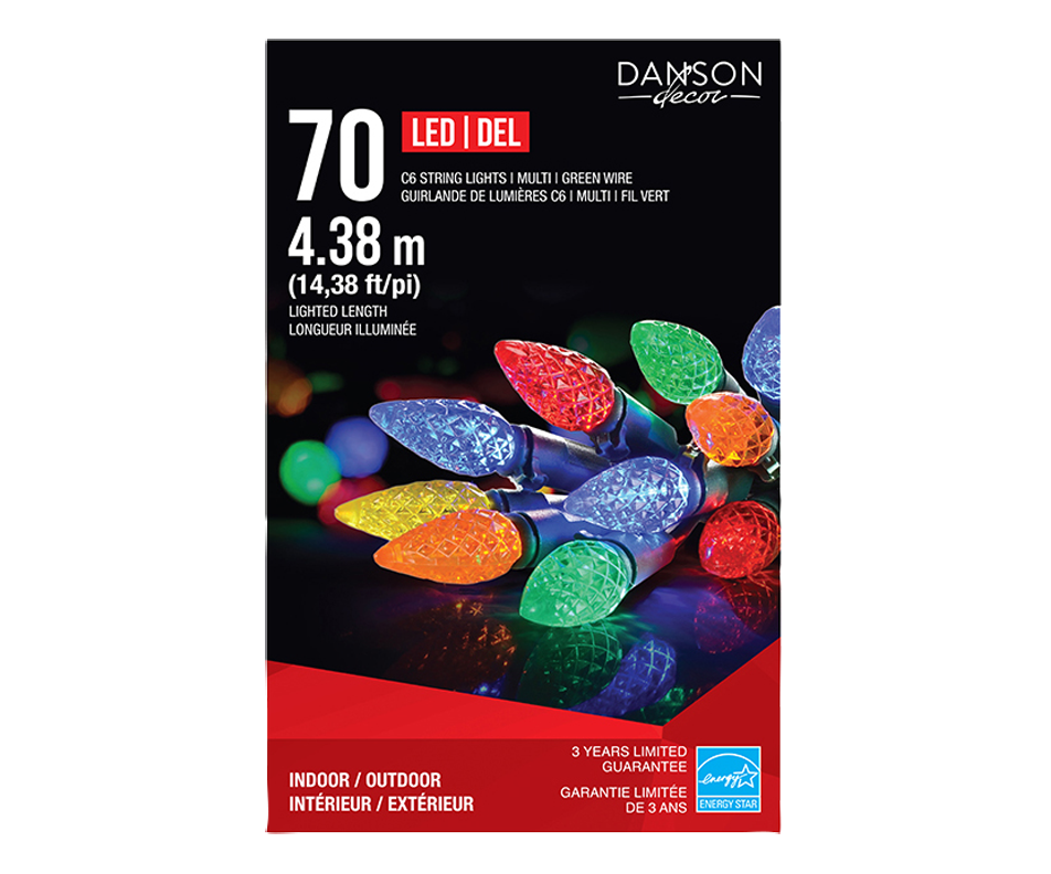Lumières C6 LED/DEL, multi, 70 unités Danson Décor Ampoule