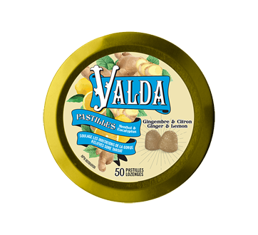 Image du produit Valda - Pastille pour la gorge, 50 unités, gingembre et citron
