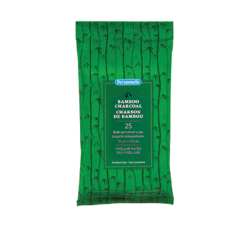 Lingettes démaquillantes, 25 unités, charbon de bambou