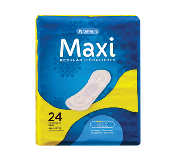 Image du produit Personnelle - Maxi serviettes régulières, sans parfum, 24 unités