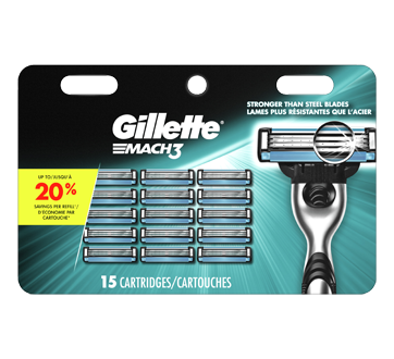 Image du produit Gillette - Mach3 cartouches de rechange de rasoir pour hommes, 15 unités