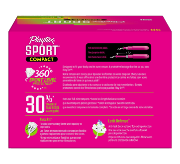 Image 2 du produit Playtex - Sport compact tampons pour athlètes, non parfumés, régulière/super, 36 unités