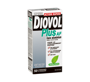 Image du produit Diovol - Plus AF sans aluminium antiacide comprimés à croquer, 50 unités, menthe fraîche